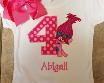 Troll Birthday shirt and matching bow
