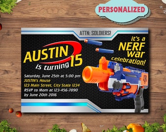 Nerf Gun Invitation / Nerf Gun Birthday / Nerf Gun Party / Nerf Gun Invitations / Nerf Gun Printable Invitations / Nerf Gun Birthday Invite