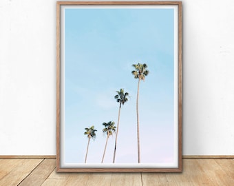Palm Trees Print - Tropical Decor, Digital Download, Printable Poster, Tropical Leaves, California Wall Art, Hawaii Art, Minimalist Palm Art