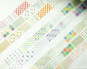 Sample Set - washi tape samples set lovely watercolor basic patterns soft dreamy color 60cm each <W101>
