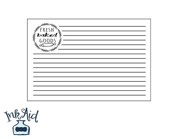 Recipe Cards Adult Coloring 4x6 Fresh Baked | Printable Digital Download PDF | Tons of Room to ...