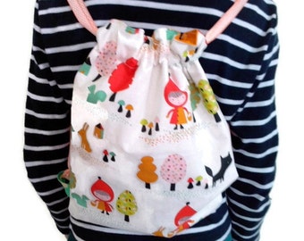 Kids backpack - tote bag - "the little Red Riding Hood" theme / Backpack for child - tote - theme "the little red Riding Hood"