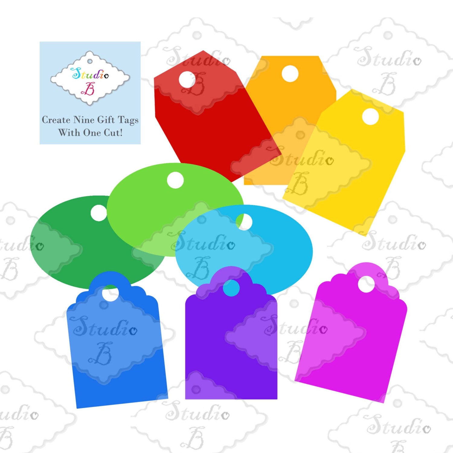 Download Gift Tag Template Set of 9 SVG Cutting Files