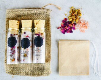 Bath Salts Sampler Epsom salt bath Rose bath Herbal Bath Vegan Bath Foot bath Pink Himalayan Salt Relaxation Gift Tub Tea bath soak home spa