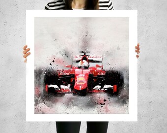 Ferrari, painted canvas art, Formula 1, F1, F1 racing, formula one, oversized art prints, large canvas paintings, racecar nursery