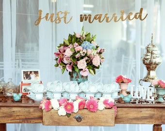 Just married banner, just married car sign for car, just married car sign, bride and groom banner, newlyweds banner, wedding decor banner