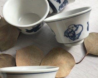Japanese vintage chawan , 'sencha' teacup , sake cup , set of 4