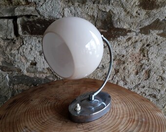 Art deco Vintage Table Lamp Chrome & Glass Bedside Lamps 30s 40s