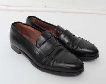 Vintage Black Leather Loafers/ Leather Black Shoes/ Size 44/ Milano