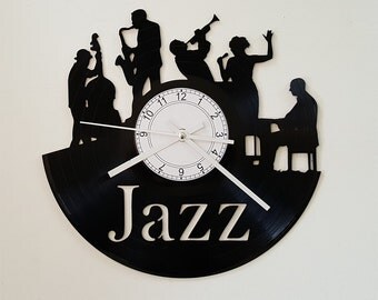 Jazz clock, Wall clock, vinyl record clock, vinyl clock