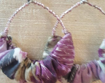 One of a Kind Gathered Cloth Earrings