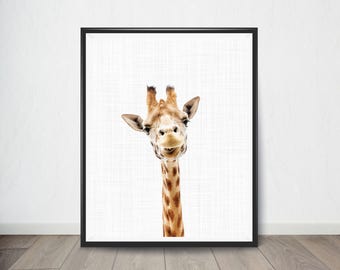 Giraffe Print, Animal Nursery Print, Baby Animal Portrait, Nursery Decor, Animal Print Nursery, Girl Gift, Printable Digital Download