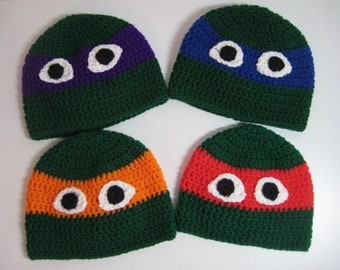 Crocheted Teenage Mutant Ninja Turtle Beanie