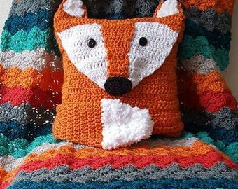 Crochet fox pillow | Etsy