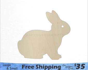 Bunny Shape - Woodland Animals - Large & Small - Pick Size - Laser Cut Unfinished Wood Cutout Shapes (SO-0117)