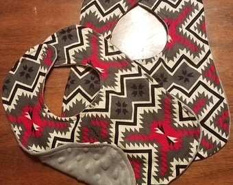 Minky and Flannel Baby Bibs for Baby Boy