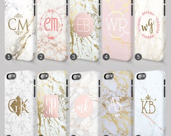 Personalised Golden Marble Printed Glitter Initials Custom Phone Case For Iphone & Samsung 3D Full Wrap Hard Cover Gift