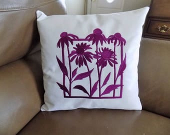 Coneflowers Silhouette Toss Pillow Cover