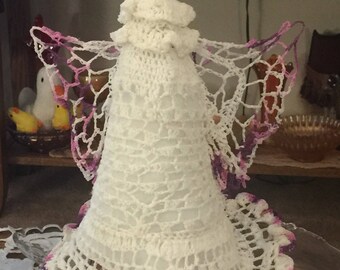 Beautiful hand crocheted angel tree topper