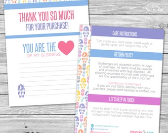 Dreamcatcher Design | Double Sided Thank You Note and Care Instructions Card | Size 5 x 7 | Personalized