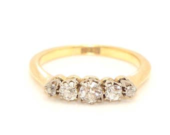 Antique/Vintage 18ct Gold Five Stone Diamond Engagement Ring, Size G