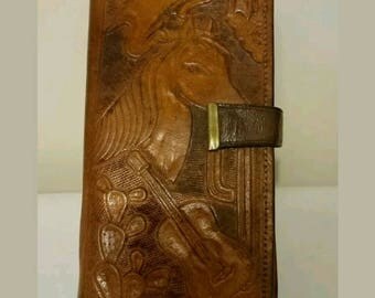 Vintage Tooled Leather Western Mexican Wallet