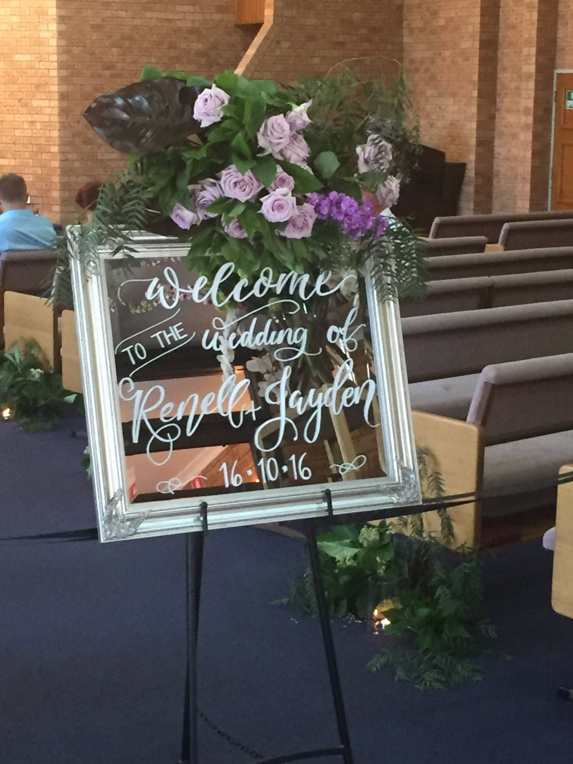 Wedding Mirror Sign to our wedding sign Calligraphy