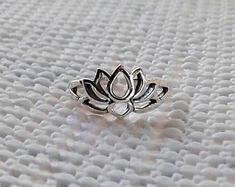 Toe Ring, Lotus Toe Ring, Adjustable Sterling Silver Toe Ring, Lotus Jewelry, Lotus Flower, Hindu Jewelry
