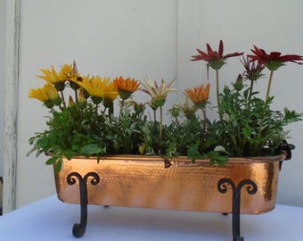 Jardinière en cuivre et fer forgé vintage