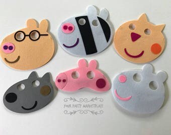 SET OF 6 Peppa Pig Masks, Peppa Pig Birthday, Peppa Pig Party Favors, Peppa Pig Decorations, Peppa Pig Party, Peppa Pig, Peppa Pig Banner