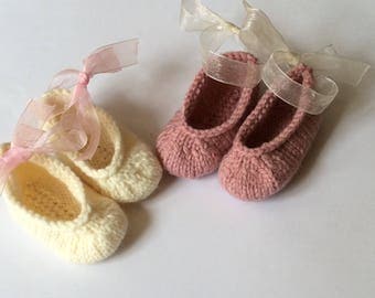 Knit Baby ballet slippers knit baby booties