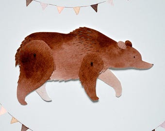 Bear Articulated Paper Doll Printable Instant Download PDF