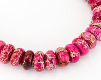 10mm x 7mm Aqua Terra Jasper Magenta Rondelle (37 Pcs)