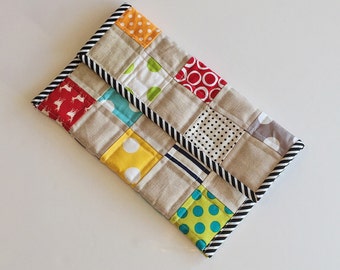 Linen patchwork kindle case