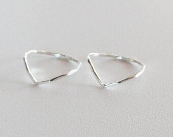 Two chevron sterling silver rings, Chevron silver rings, 925 sterling silver rings,hammered stackable rings