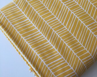 Herringbone fabric, Modern Baby Quilt fabric, Woodland Nursery fabric, Woodland Blanket fabric, Yellow fabric, Quilting, Choose Your Cut