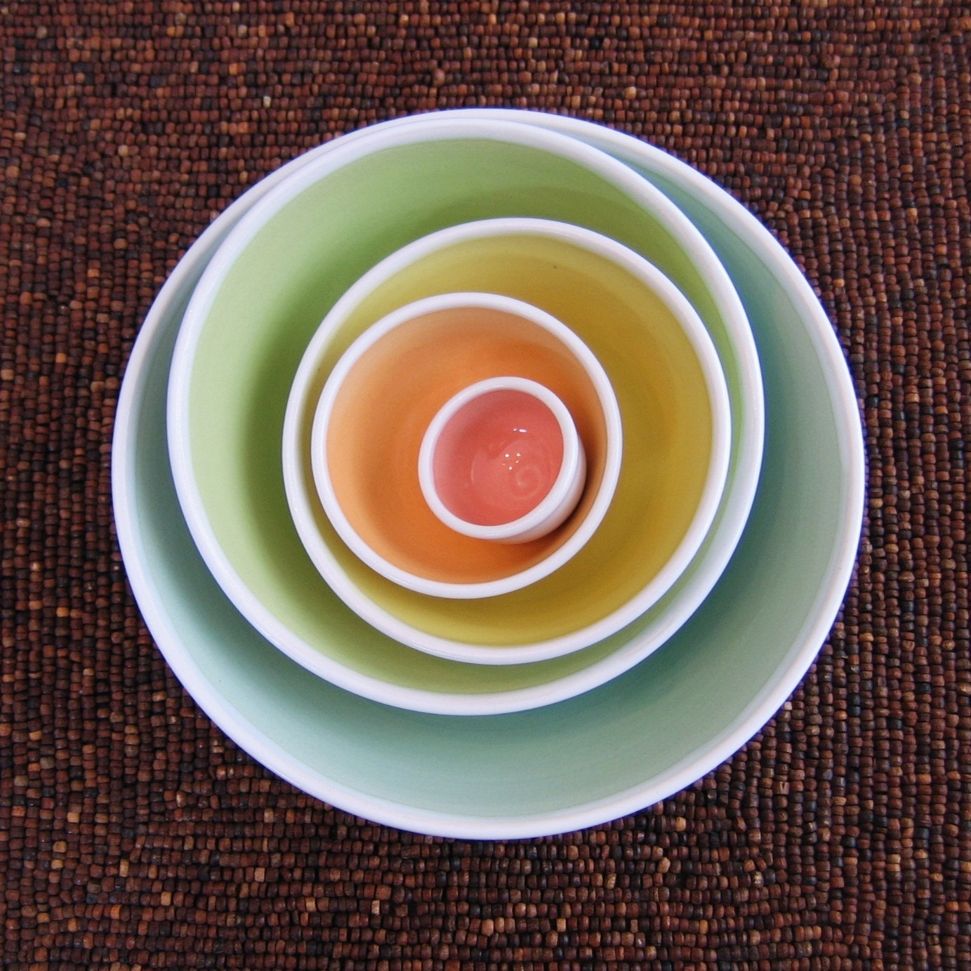 Rainbow Pottery Nesting Bowls Large Ceramic by KarinLorenc