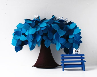 Blue Weeping willow, Felt Tree, Children room Decor, Housewarming gift, It's a boy, Baby shower gift