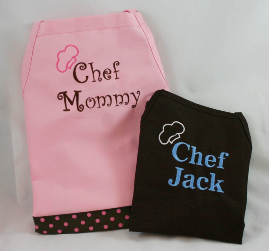 Mother Son Aprons Personalized Gift Set Embroidered Mother