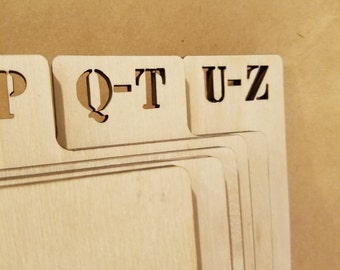 A-Z Record (45's) Dividers, Vertical Organizers, 6 Tabs. For the music lover and record collector.
