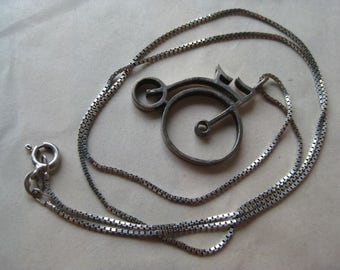 Bicycle Sterling Silver Necklace Vintage Pendant 925 Bike