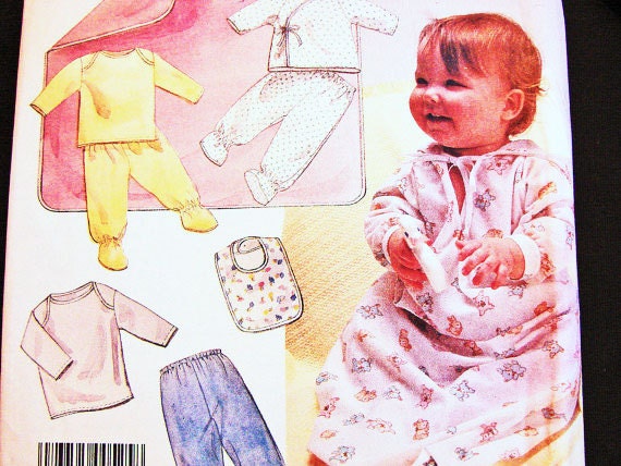 Baby Layette Pattern, Pajamas, Kimono, Baby Nightie, Top, Hat, Bib, Blanket, Drawstring Sleeper for Baby Sewing Pattern