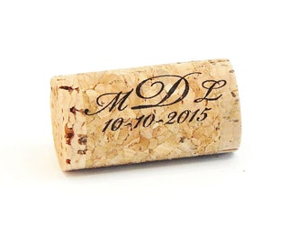 Monogram Personalized Whole Corks, Wedding Decor or Guest Book Option