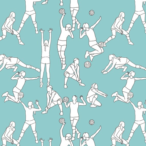 Volleyball Fabric Volleyball On Light Blue By Landpenguin