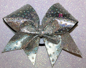 GORGEOUS Holographic Cheerleading bow with AB Rhinestones by FunBows !