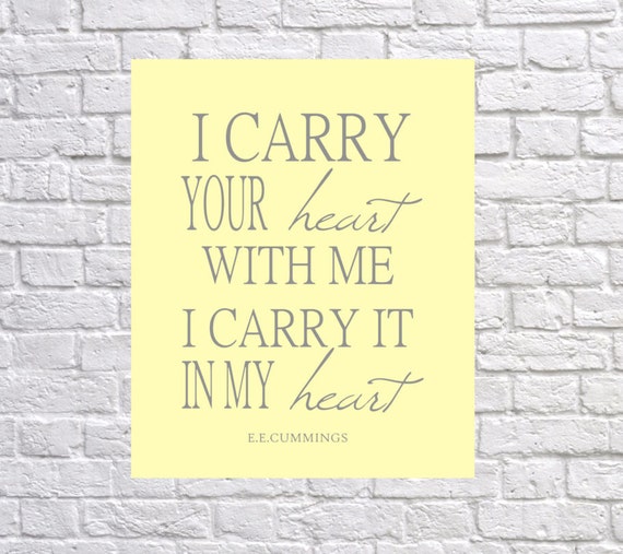 i carry your heart Print Wedding Art Decor Nursery Art