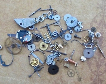 Vintage WATCH PARTS gears - Steampunk parts - r32 Listing is for all the watch parts seen in photos