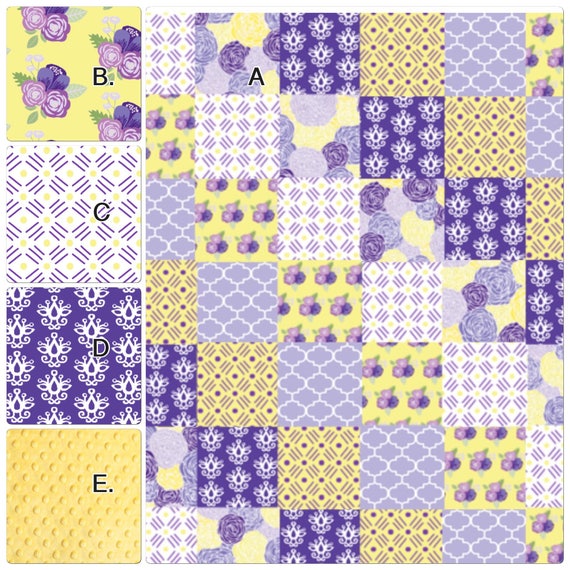Baby Girl Crib Bedding Set Purple Lavender and Yellow Floral