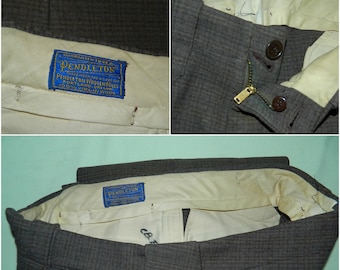 W 34 / L 34 Vintage 1940s Pendleton Wool Trapper Pants Glen Plaid Check Heavy Wool Winter Pants Hunter Ourdoorsman Men's Pants