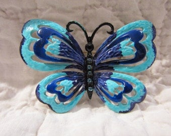 Vintage Butterfly Brooch with Rhinestones